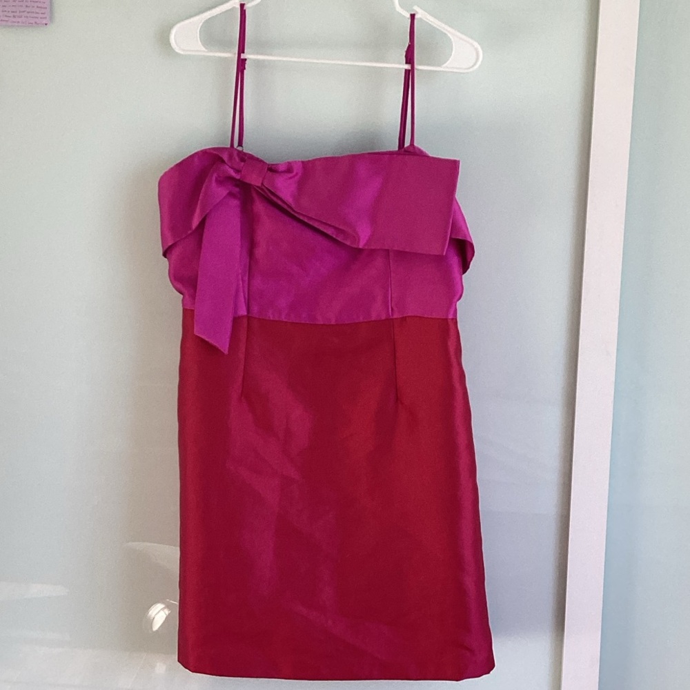 Pink and Red Skinny Straps Formal Dress